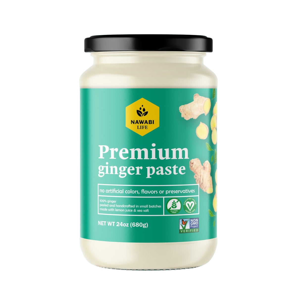 Nawabi Life Ginger Paste close-up of hand-peeled ginger for vibrant aroma.