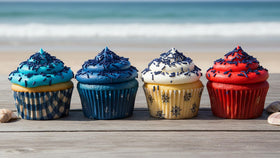 NCS Navy Blue Jimmies top cake pops for a festive look.