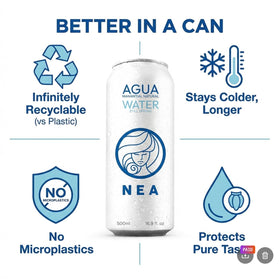 NEA BPA-free aluminum can keeps water cool during workouts.