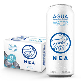 NEA canned water in alpine setting; ideal for daily hydration on the go.