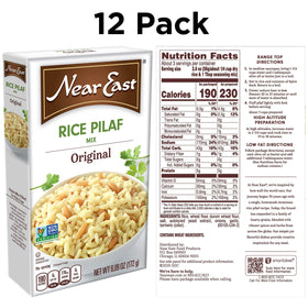 Near East mix close-up of parboiled rice and toasted orzo