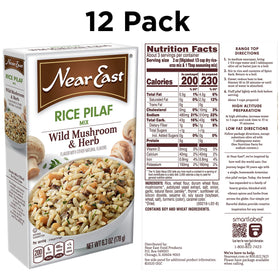 Near East Wild Mushrooms & Herbs Rice Pilaf Mix ingredients: toasted orzo and herbs for depth.