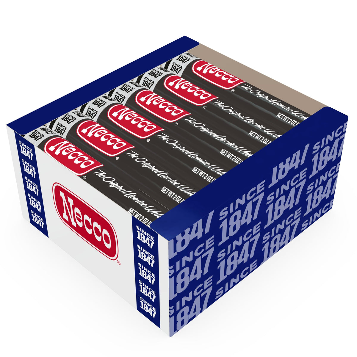 NECCO Wafers bulk box with 18 rolls ready for pantry stocking.