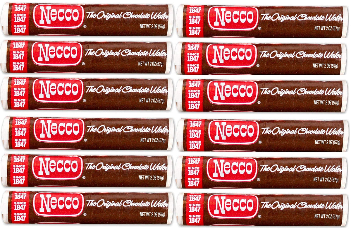 Necco Wafers chocolate rolls pack of 12, classic American candy ideal for sharing
