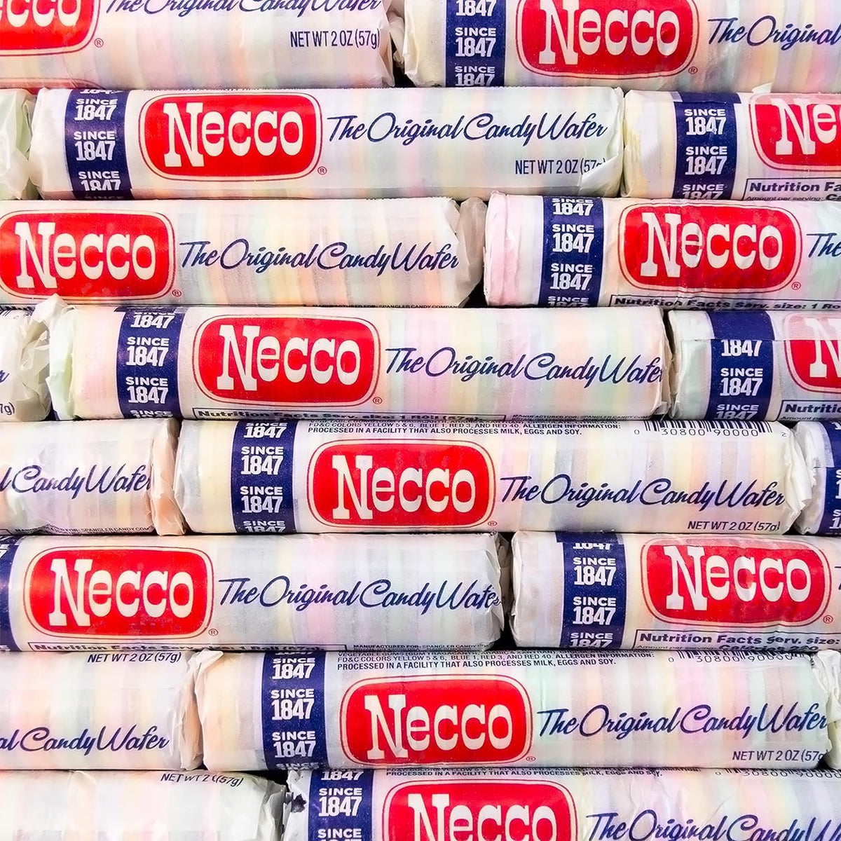 Necco Wafers on a coffee table ready for movie night.