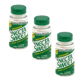 Necta Sweet 1-grain saccharin tablet in bottle for zero-calorie sweetness in every sip.