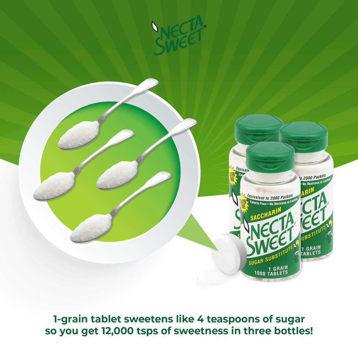 Necta Sweet tablets are gluten-free, making them suitable for gluten-free recipes.