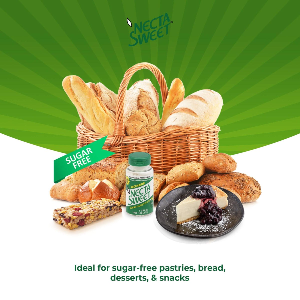 The Necta Sweet bottle highlights no dextrose or lactose content for sensitive diets.