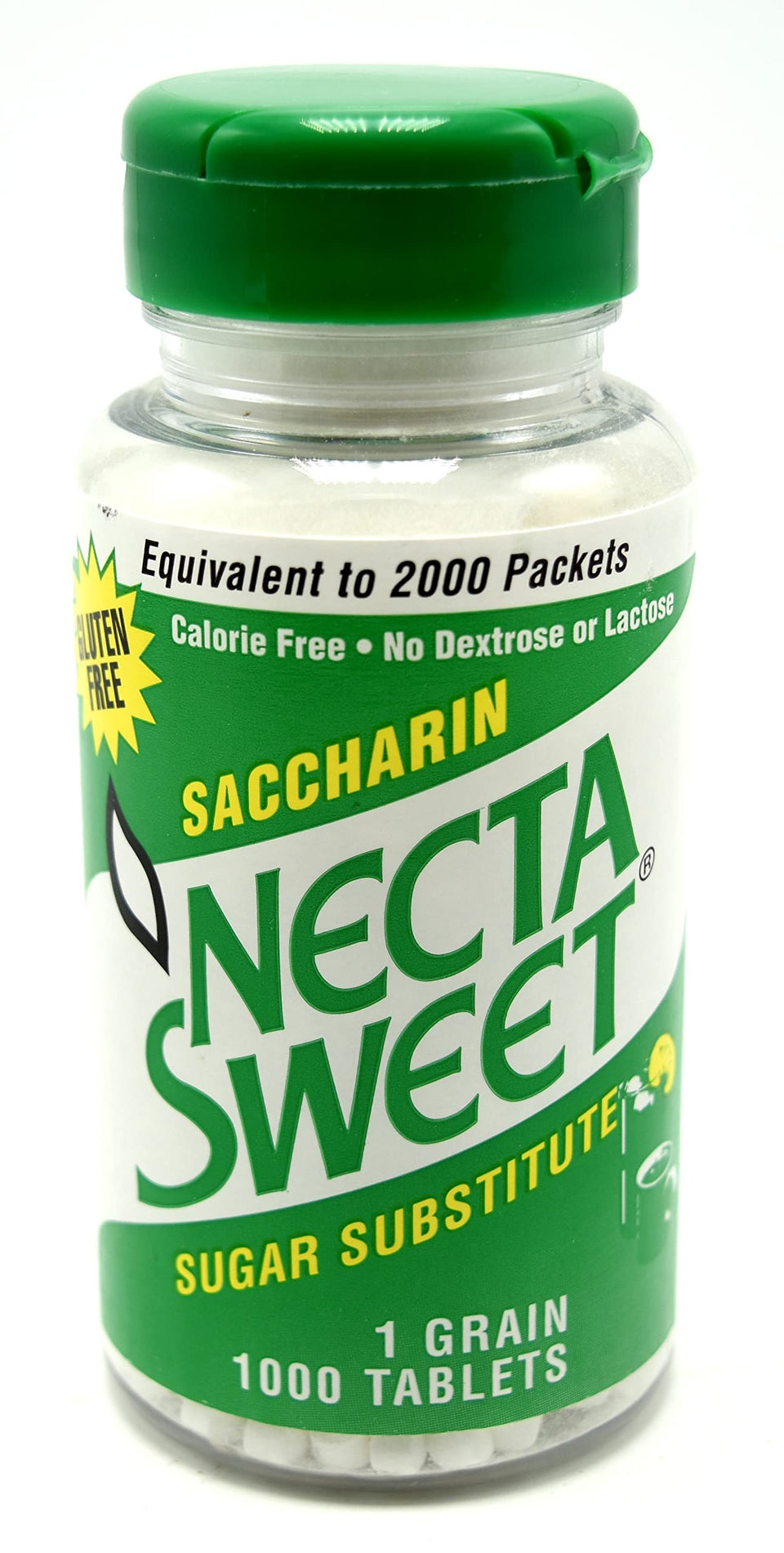 NECTA SWEET saccharin tablets 1 grain pack2 front view, convenient sugar substitution.