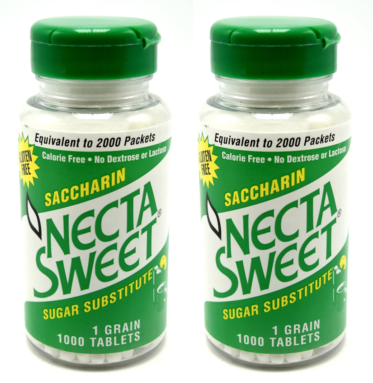 Necta Sweet saccharin bottle front view, showing calorie-free sweetness appeal