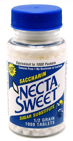 Necta Sweet saccharin tablets half-grain in a bottle for zero-calorie sugar substitute