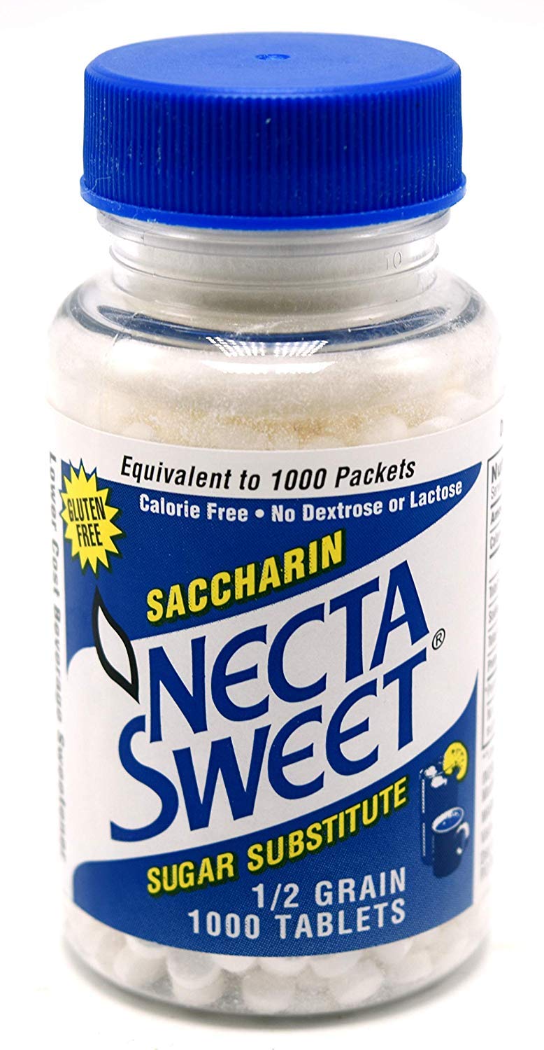 Necta Sweet saccharin tablets half-grain in a bottle for zero-calorie sugar substitute