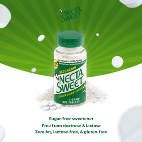Close-up of a Necta Sweet tablet dissolving quickly in a hot beverage.