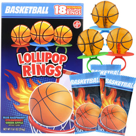 Needzo basketball lollipop rings pack—vibrant sports candy for party favors.