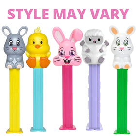 Needzo Easter PEZ dispensers colorful dispensers closeup highlights bright flavors.