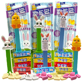 Needzo Easter PEZ dispensers pack 3 front view, colorful characters ready for gifting.