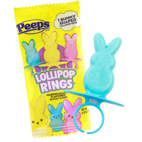 Needzo Peeps Lollipop Rings pink set, marshmallow flavors evoke nostalgic holiday sweetness.