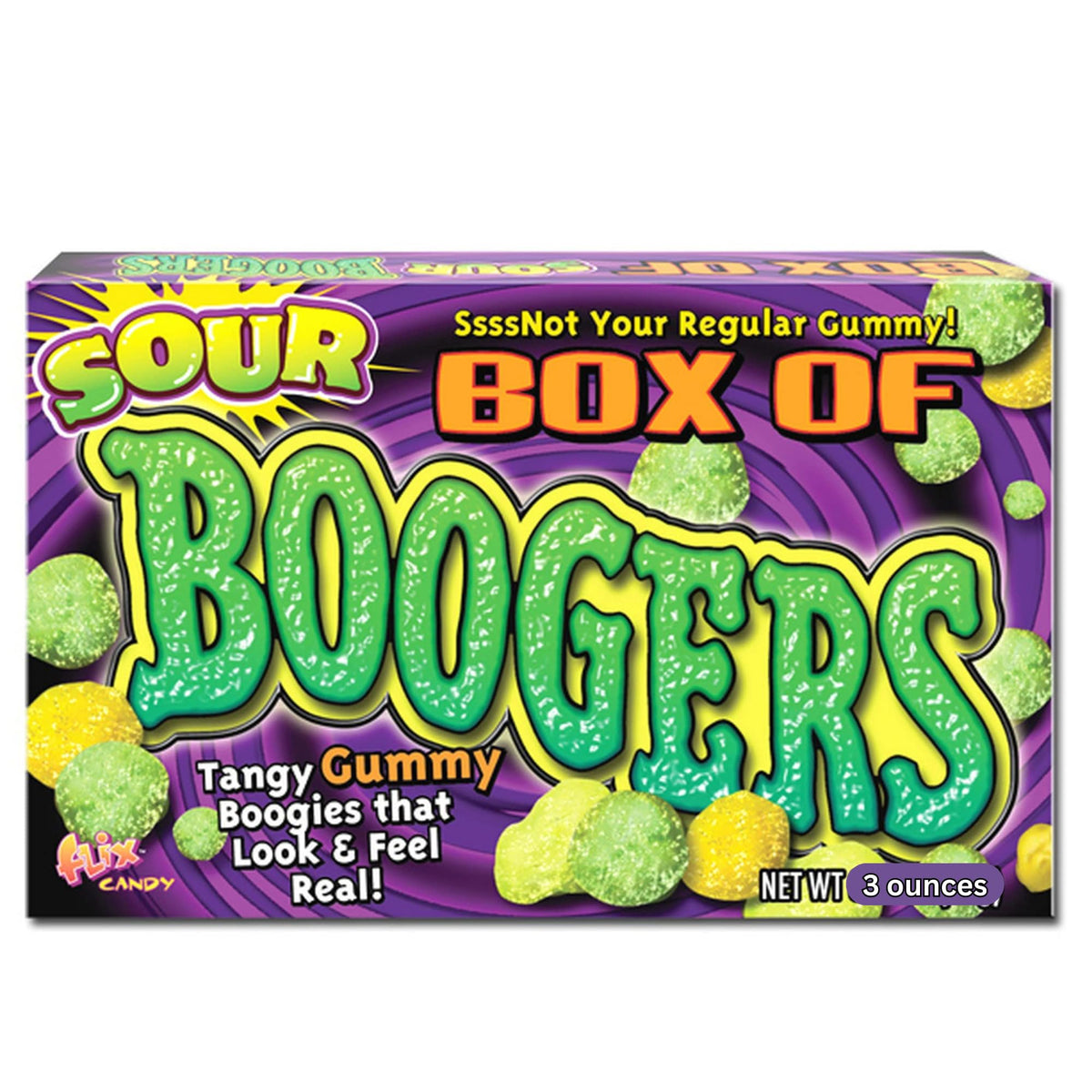 Needzo Snottermelon booger gummies close up showing vivid color