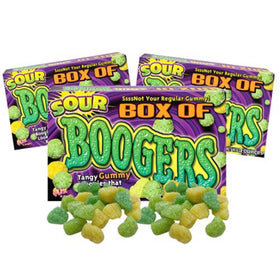 Needzo Sour Box of Booger Gummies three pack front view for party sharing