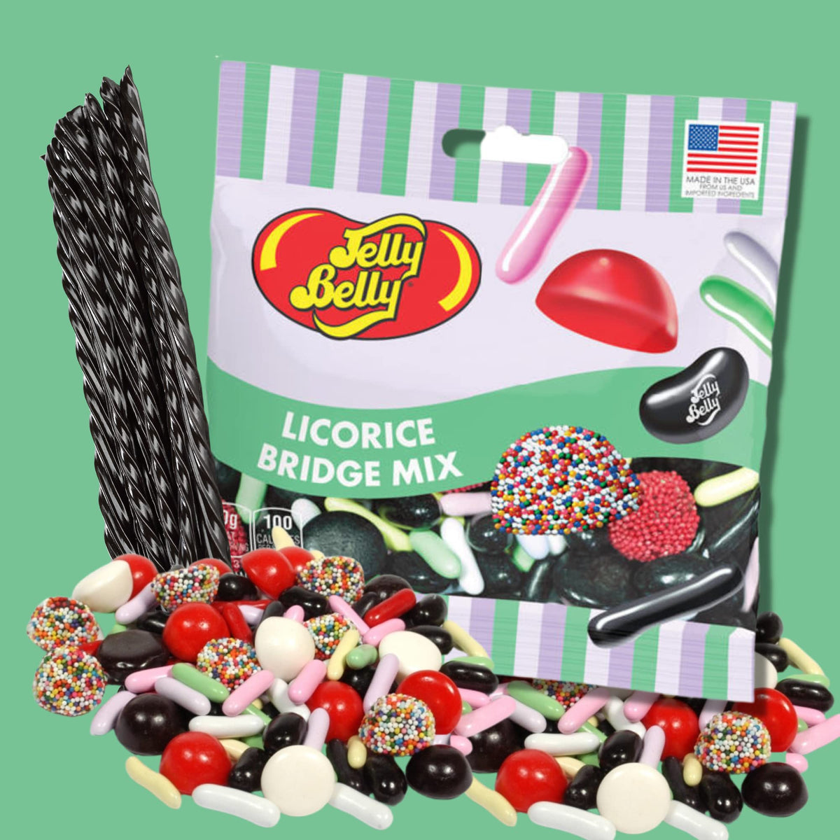 Needzo Jelly beans close-up showing glossy licorice flavors