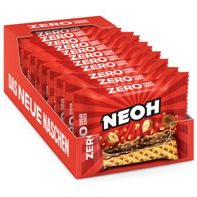 NEOH Hazelnut Crunch Waffle pack shown with crispy squares ready to enjoy on the go