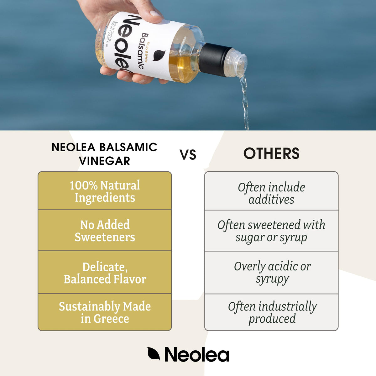 Neolea White Greek Balsamic highlights vanilla and honey notes for aroma