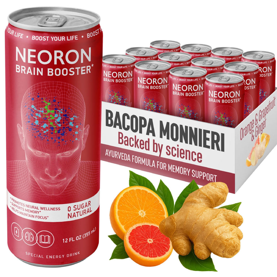 NEORON Focus Calm bottle highlights a sugar-free brain boost for mental clarity.