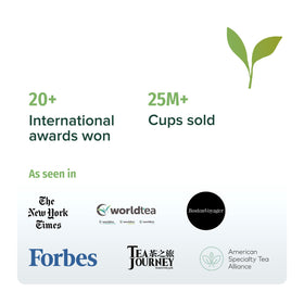 Award-winning Nepal Tea Himalayan Mist signaling premium quality.
