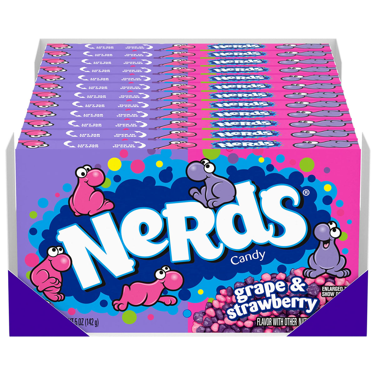 Nerds Candy Grape & Strawberry theater box ready for movie night sharing.