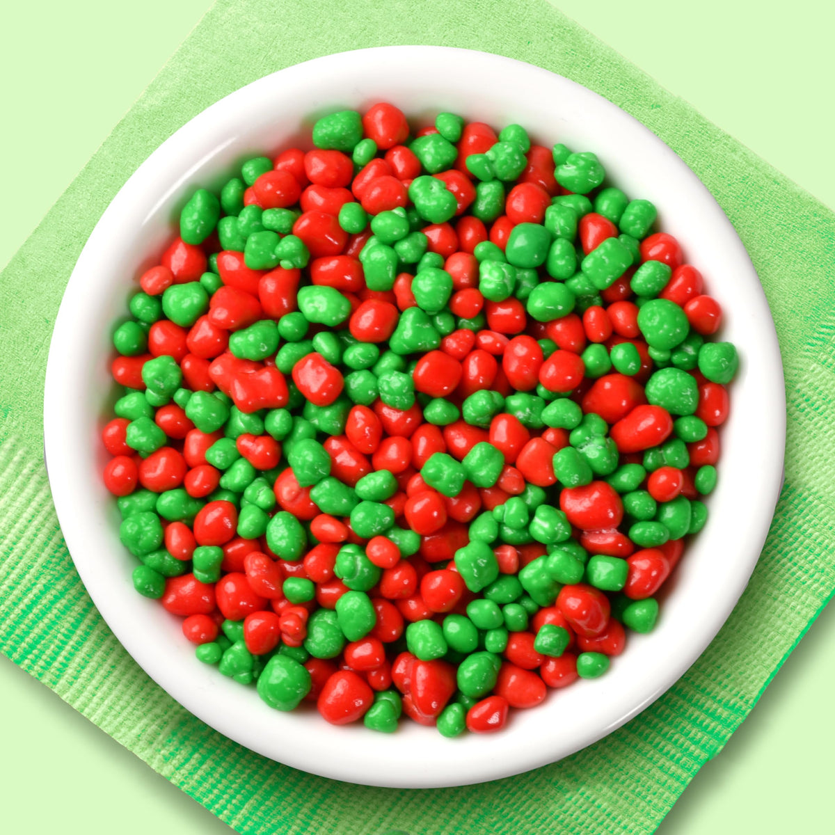 Nerds dual-chambers close-up reveals two flavors in one candy bite.