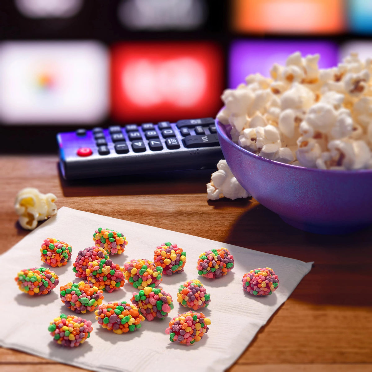 NERDS Gummy Clusters bite-sized pieces arranged, easy to share at gatherings.