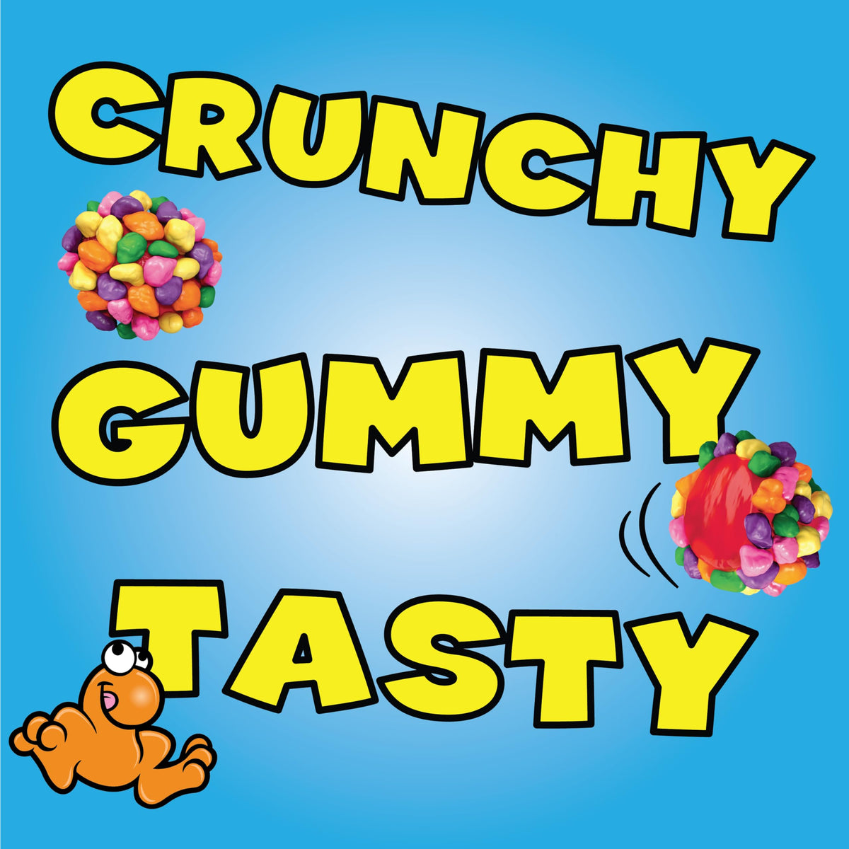 NERDS Gummy Clusters crunchy coating close-up, tangy bite meets soft gummy inside.