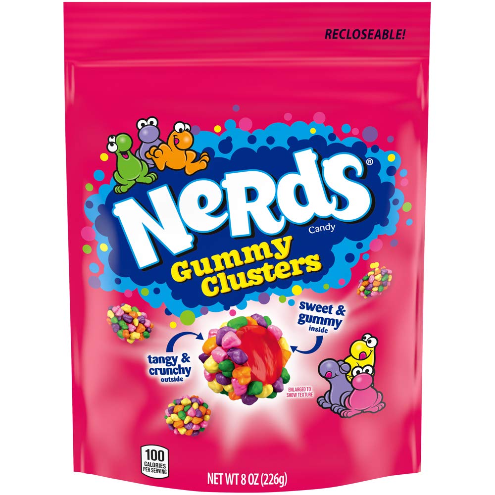 NERDS Gummy Clusters rainbow candy closeup showing vibrant textures and colors
