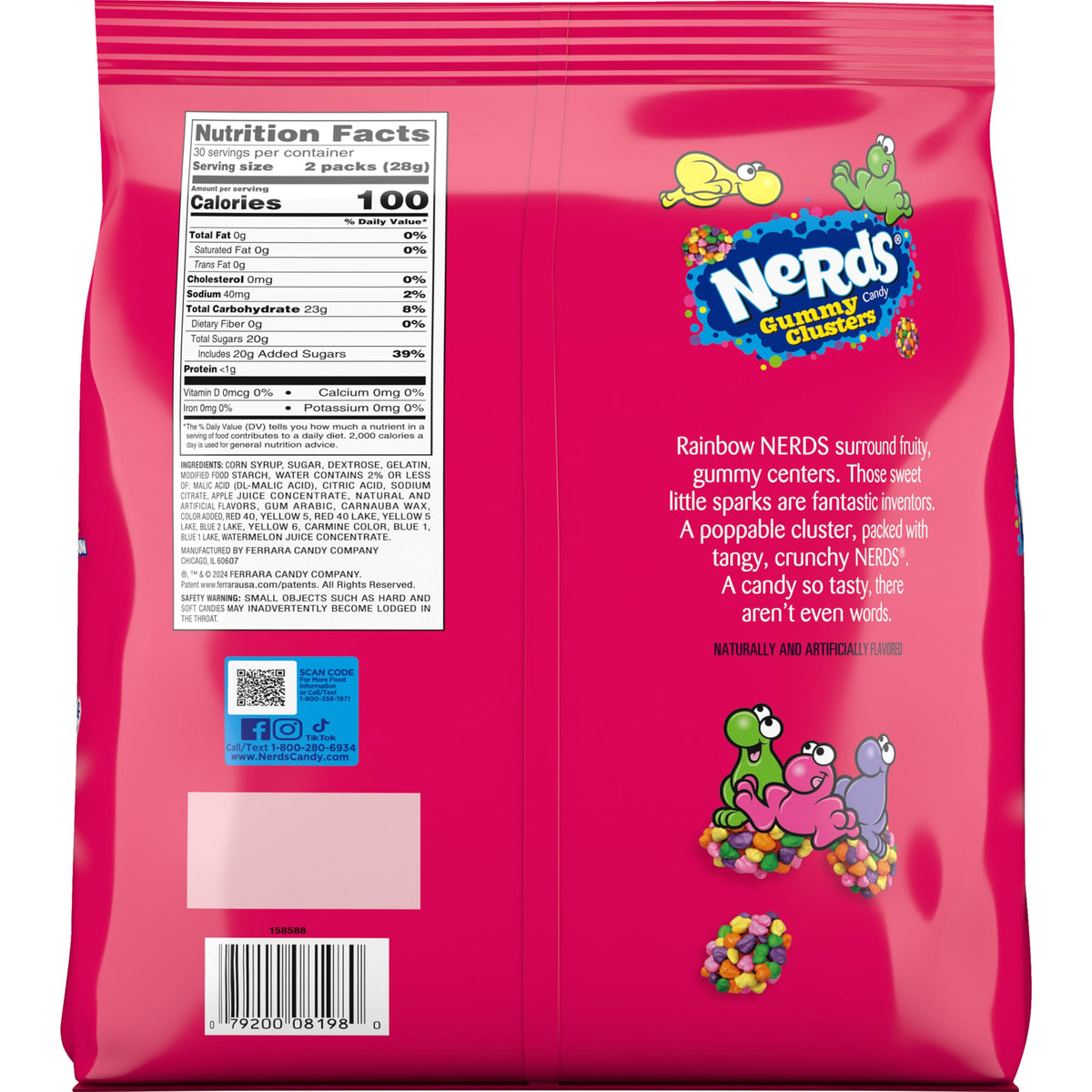 NERDS Gummy Clusters rainbow candy hues brighten playrooms and snack bowls.