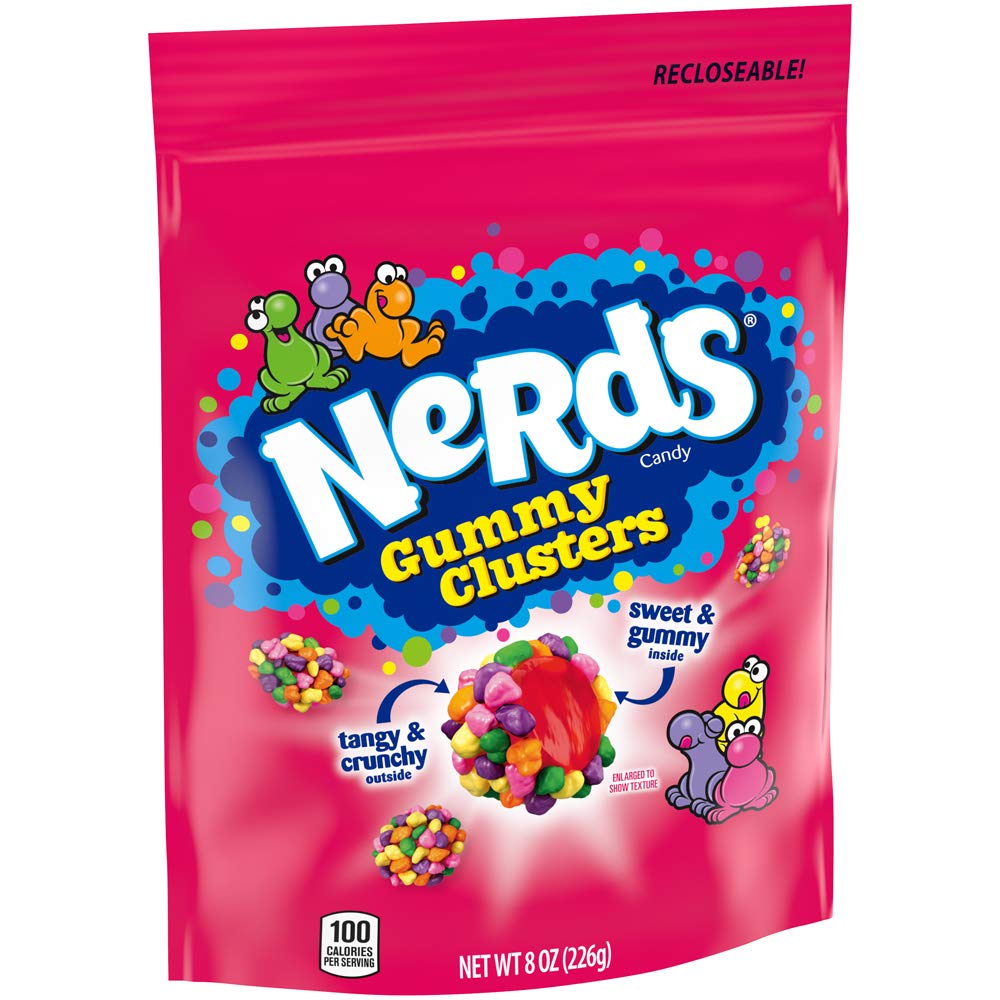 NERDS Gummy Clusters red gummy center closeup highlighting fruity core