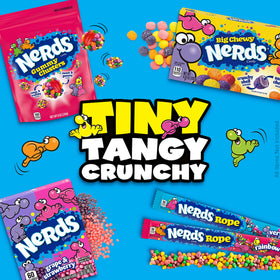 Nerds Rope Rainbow outer crunch with chewy center creates addictive texture for snack breaks.