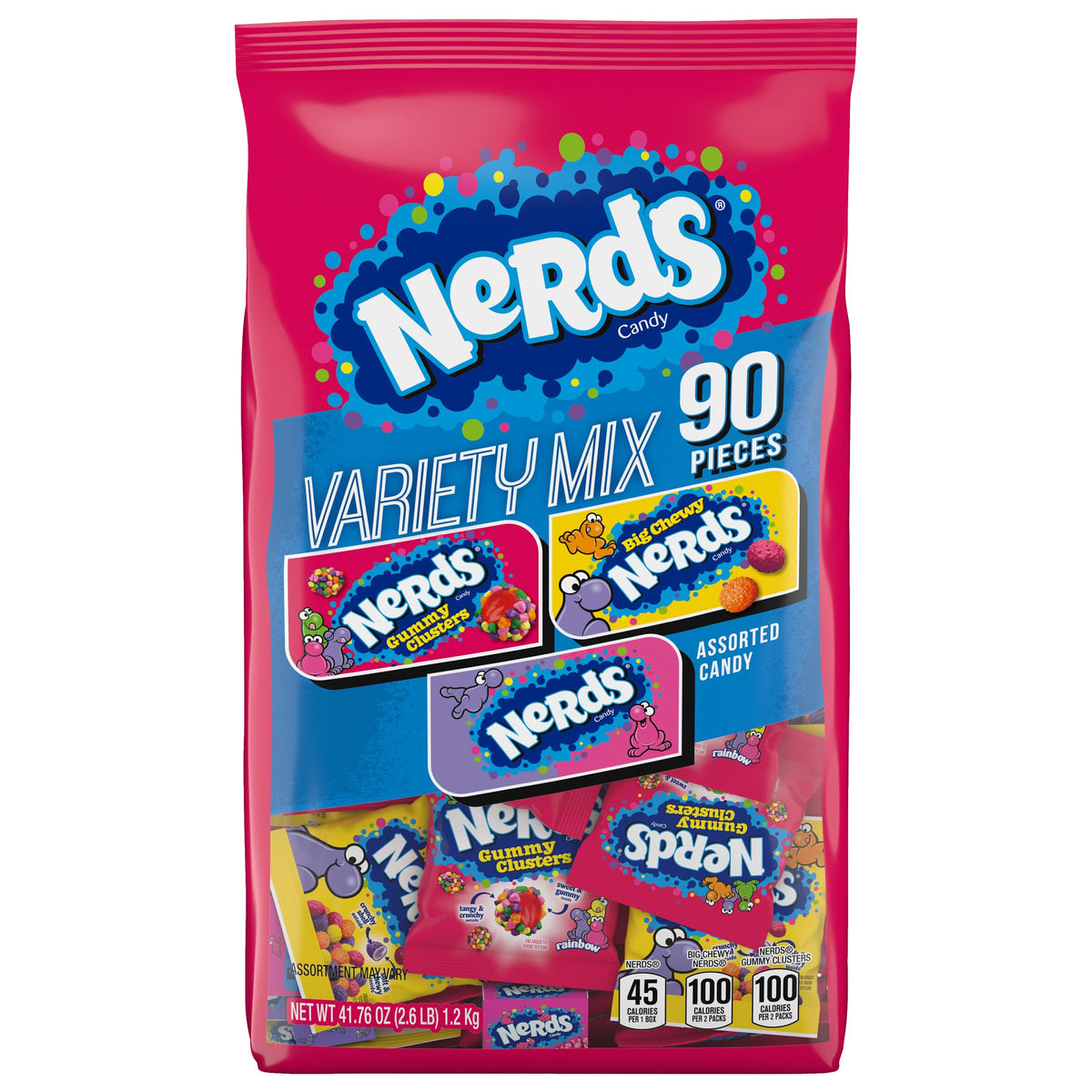 Nerds Variety Mix 90-count pouches for grab-and-go snacking.