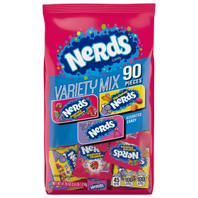 Nerds Variety Mix 90-count pouches for grab-and-go snacking.