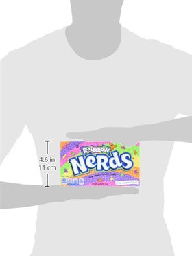 Nerds Wonka Rainbow Nerds party table shows colorful treats for guests