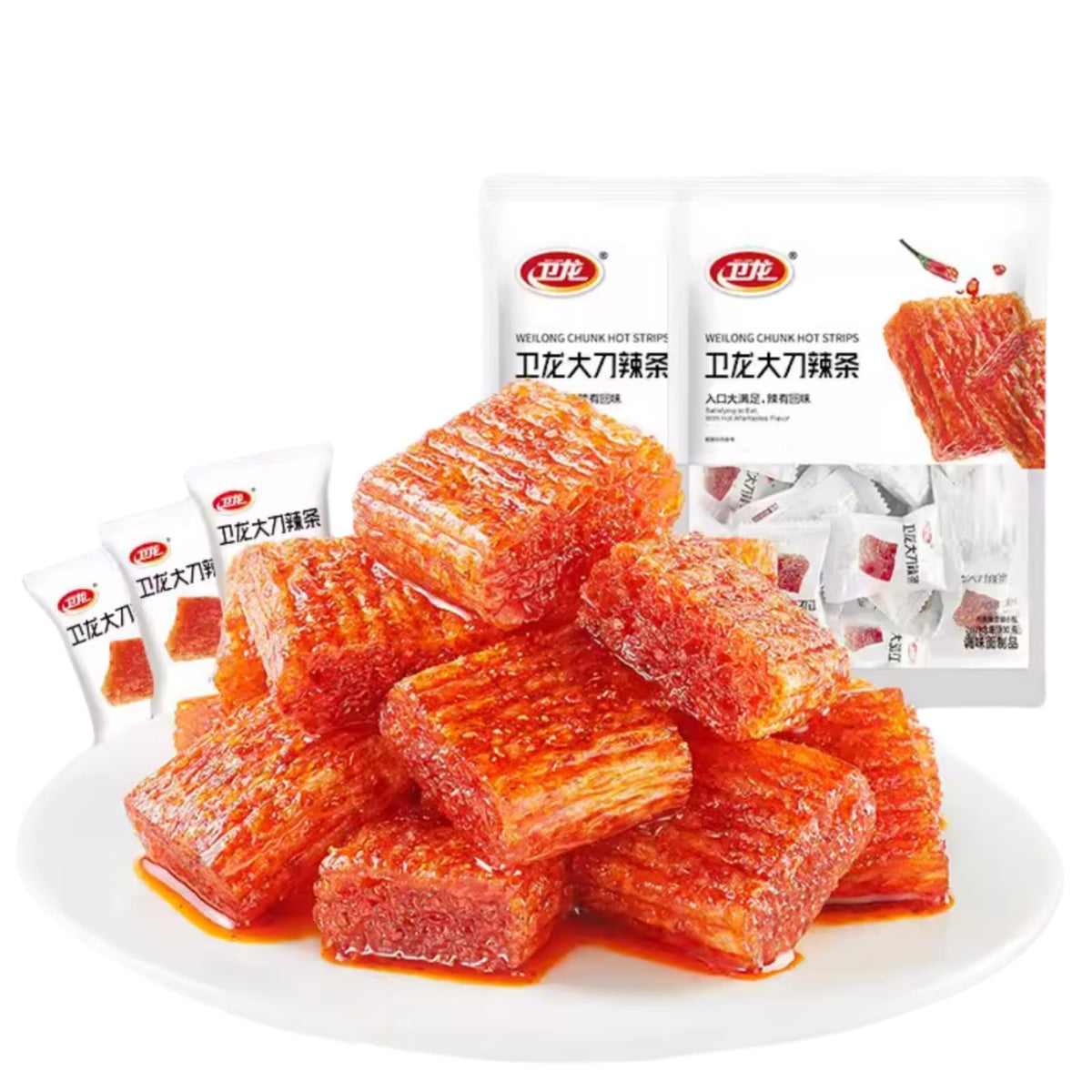 NERSQELX Spicy Strips gluten latiao bag front for a bold snack.
