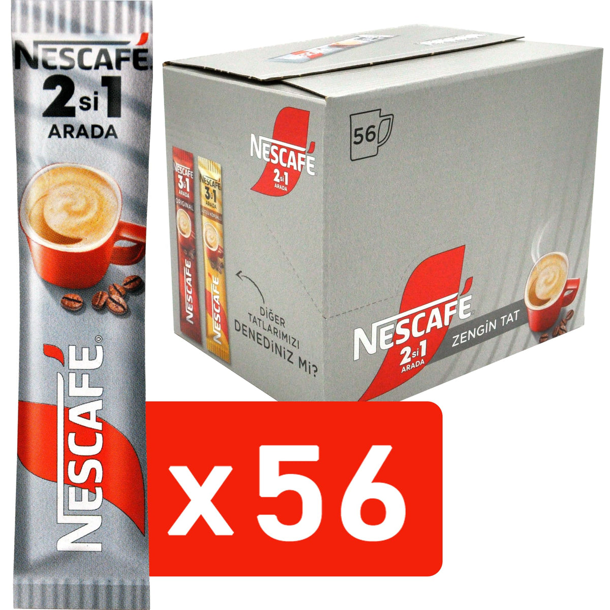 Prepared cup of Nescafe 2 in 1 Unsweetened with creamy texture.