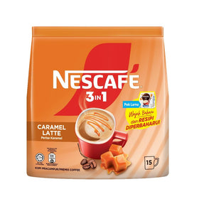 Nescafe 3in1 Caramel Latte stick pack for easy on-the-go coffee.