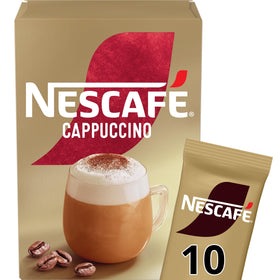 Open sachets of Nescafé Cappuccino 10 Sticks for easy prep.