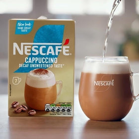 Creamy foam and aroma from NESCAFÉ Cappuccino Decaf unsweetened sachets.