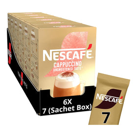 NESCAFÉ Cappuccino Unsweetened sachets in a 6-pack for quick coffee