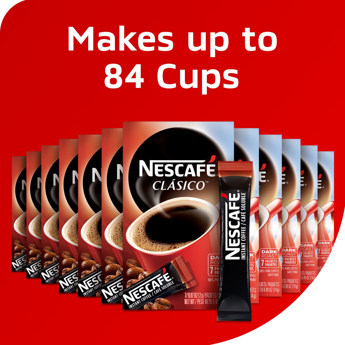 NESCAFÉ CLÁSICO Sticks being poured into hot water for quick cup