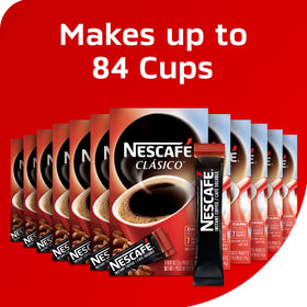 NESCAFÉ CLÁSICO Sticks being poured into hot water for quick cup