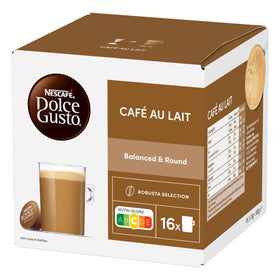 Nescafé Dolce Gusto Café au Lait capsules close-up highlighting capsule design.