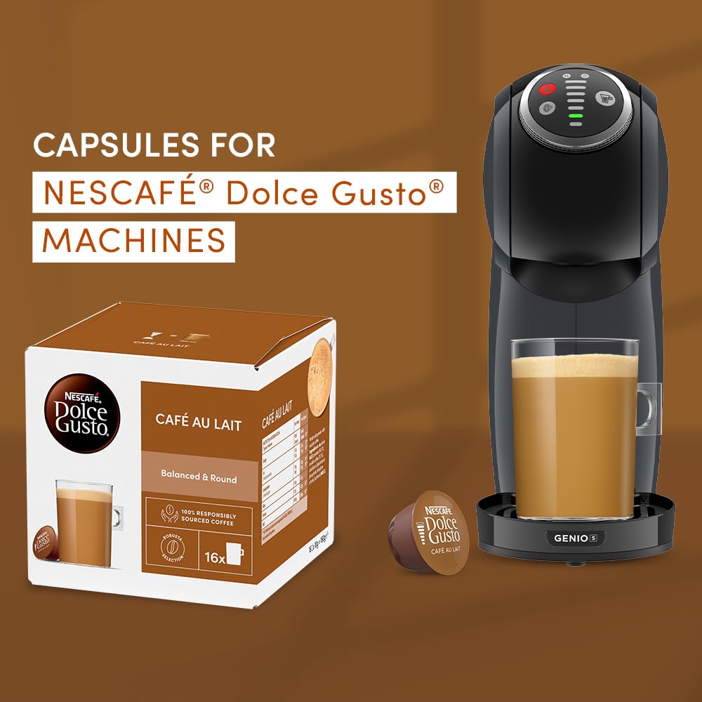 Nescafé Dolce Gusto Café au Lait cup featuring creamy foam.