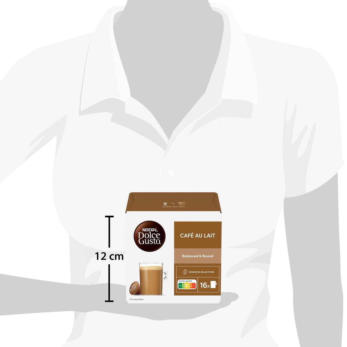 Organized pantry with Nescafé Dolce Gusto Café au Lait capsules.